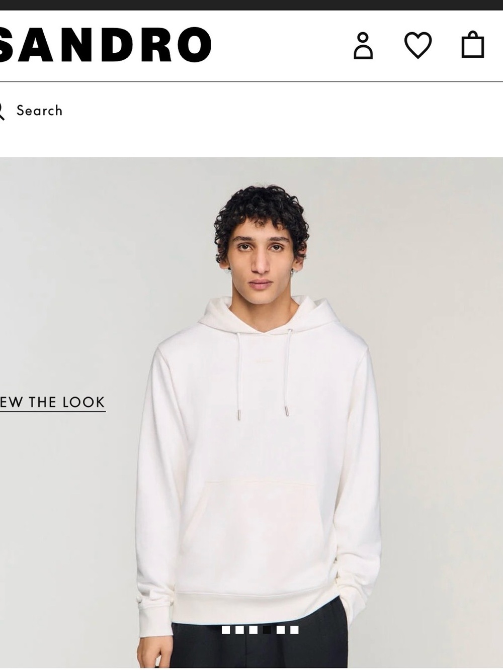 Sandro Men's Ivory Drawstring Hoodie
